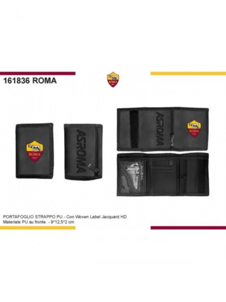 PORTAFOGLIO PORTACARTE PORTAMONETE A STRAPPO UOMO ECO-PELLE ENZO CASTELLANO AS ROMA 161836 2