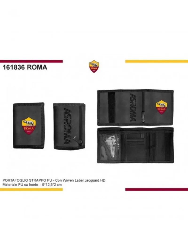 PORTAFOGLIO PORTACARTE PORTAMONETE A STRAPPO UOMO ECO-PELLE ENZO CASTELLANO AS ROMA 161836