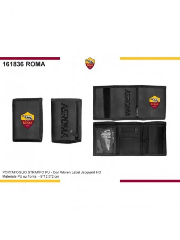 PORTAFOGLIO PORTACARTE PORTAMONETE A STRAPPO UOMO ECO-PELLE ENZO CASTELLANO AS ROMA 161836