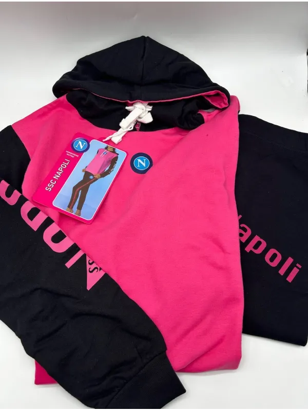 TUTA DONNA FRENCH TERRY COTONE 100% CON CAPPUCCIO E LEGGINGS ZERO&CO. SSC NAPOLI NCF521