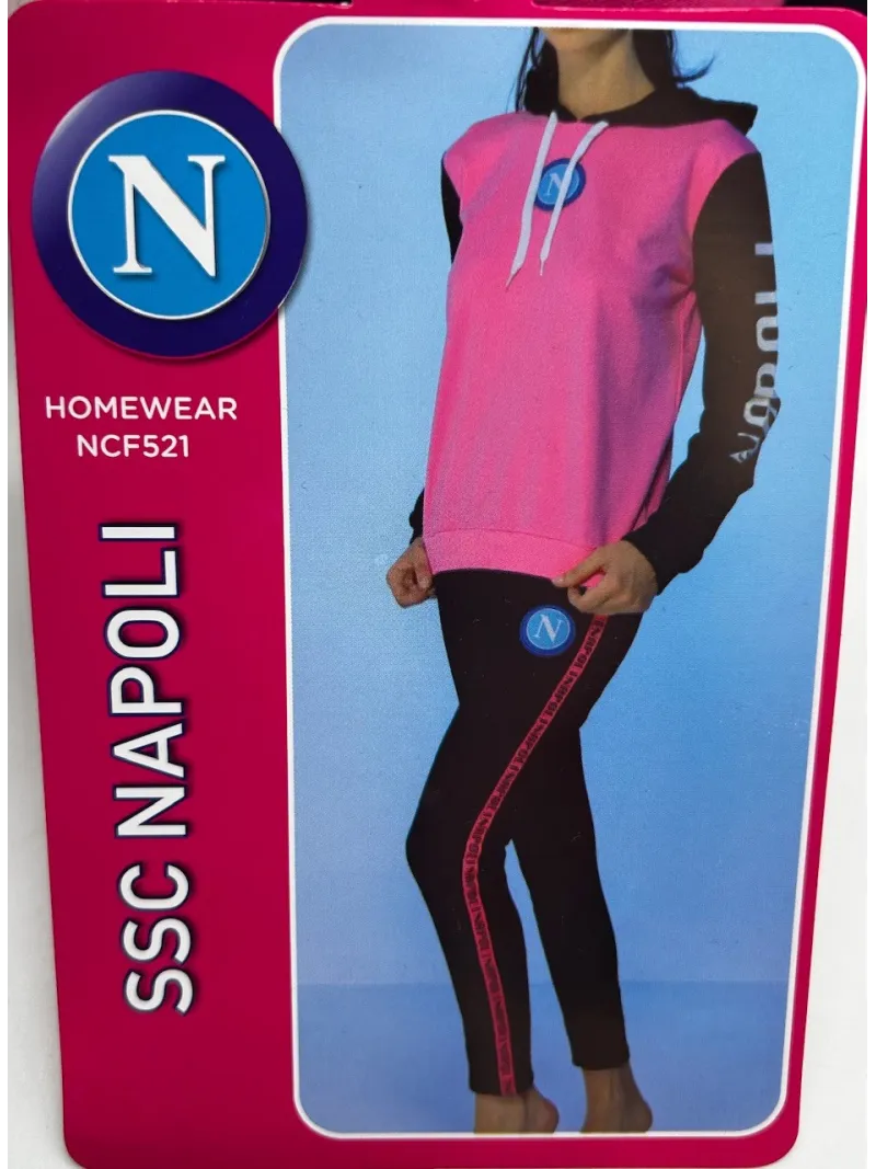 TUTA DONNA FRENCH TERRY COTONE 100% CON CAPPUCCIO E LEGGINGS ZERO&CO. SSC NAPOLI NCF521
