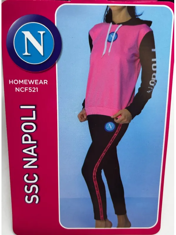 TUTA DONNA FRENCH TERRY COTONE 100% CON CAPPUCCIO E LEGGINGS ZERO&CO. SSC NAPOLI NCF521