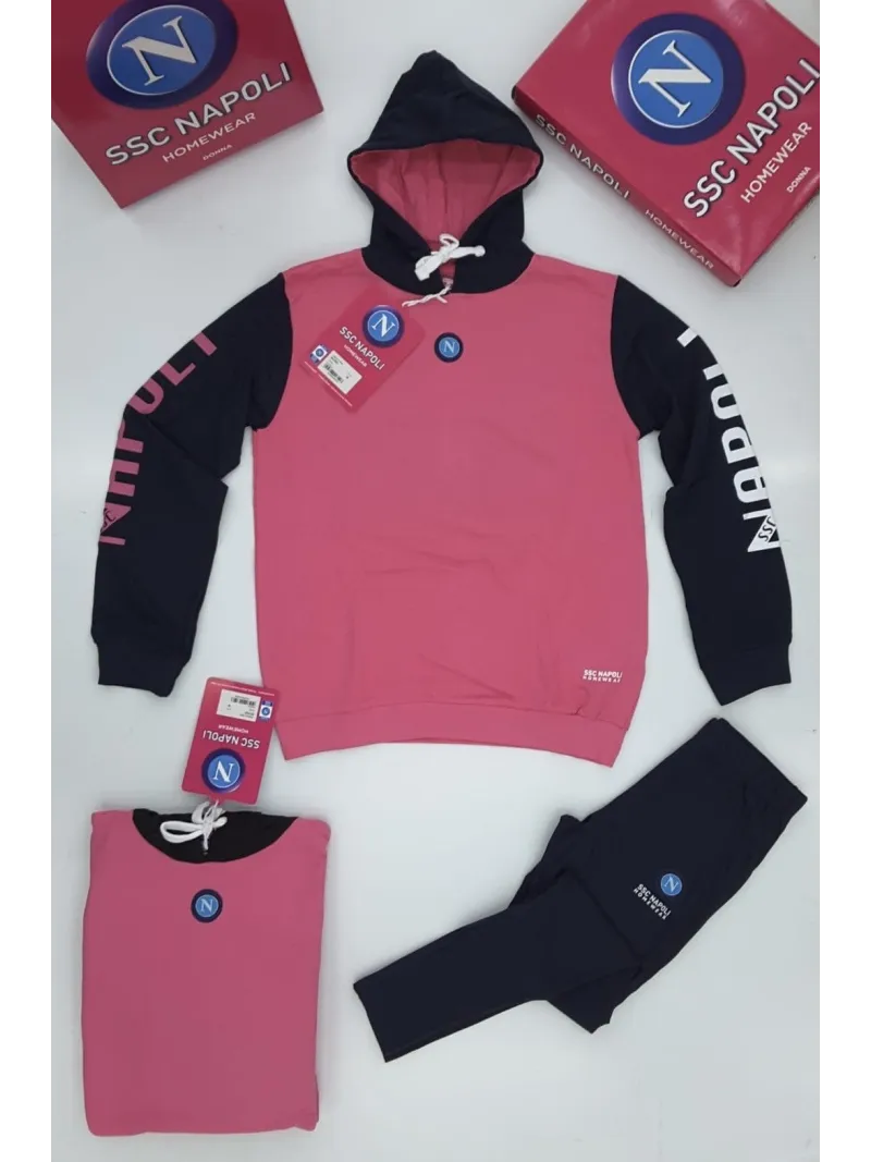 TUTA DONNA FRENCH TERRY COTONE 100% CON CAPPUCCIO E LEGGINGS ZERO&CO. SSC NAPOLI NCF521
