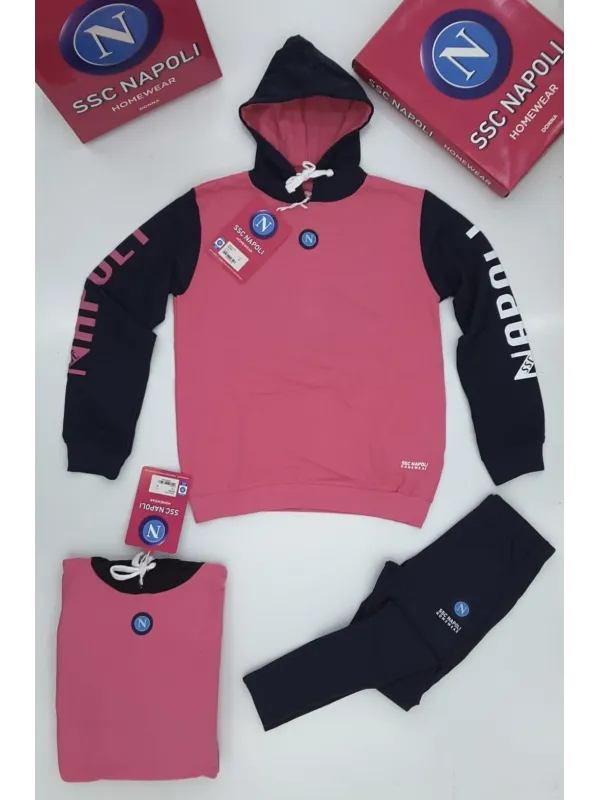 TUTA DONNA FRENCH TERRY COTONE 100% CON CAPPUCCIO E LEGGINGS ZERO&CO. SSC NAPOLI NCF521