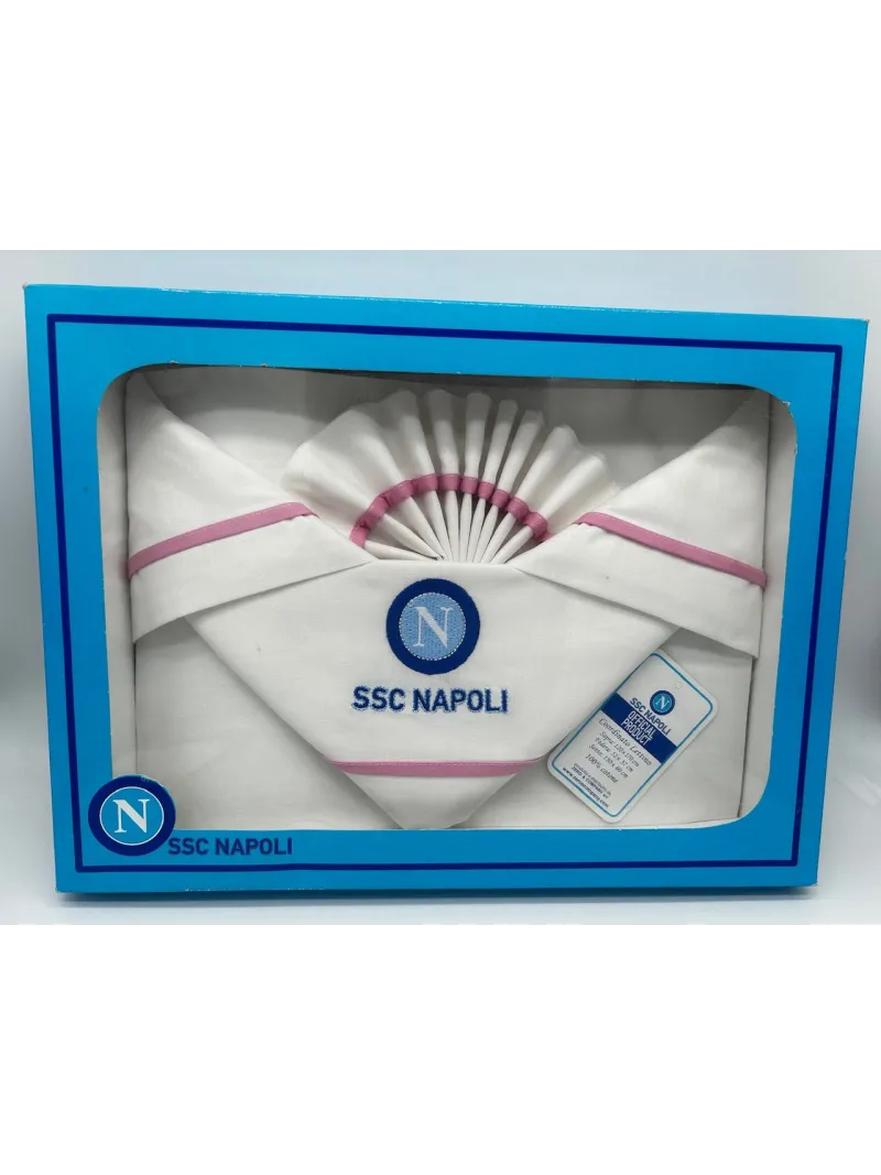 COMPLETO LENZUOLA LETTINO NEONATA COTONE 100% ZERO&CO SSC NAPOLI LLN3