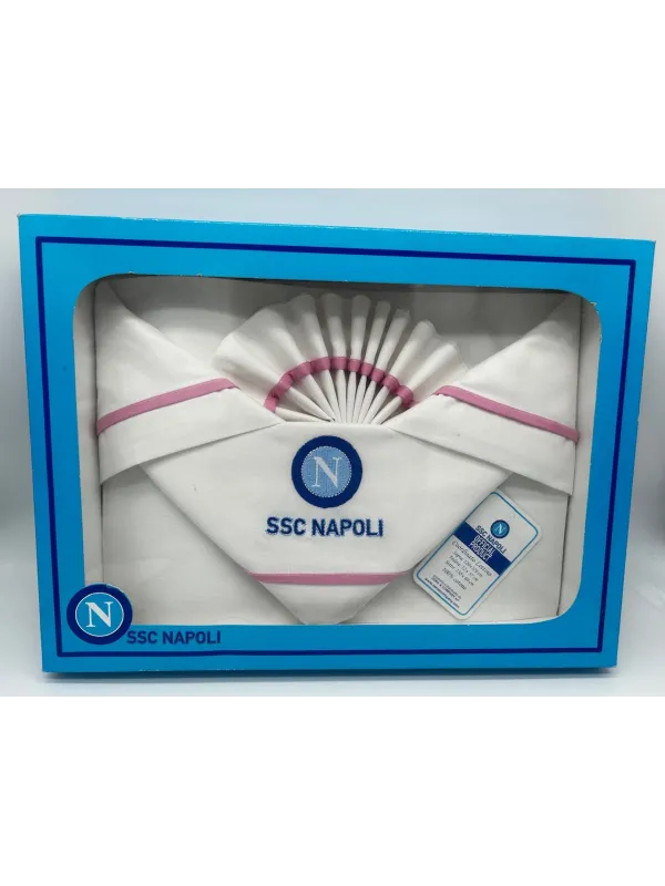 COMPLETO LENZUOLA LETTINO NEONATA COTONE 100% ZERO&CO SSC NAPOLI LLN3