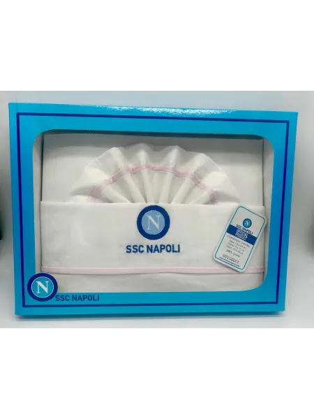 COMPLETO LENZUOLA LETTINO NEONATA COTONE 100% ZERO&CO SSC NAPOLI LLN3 2