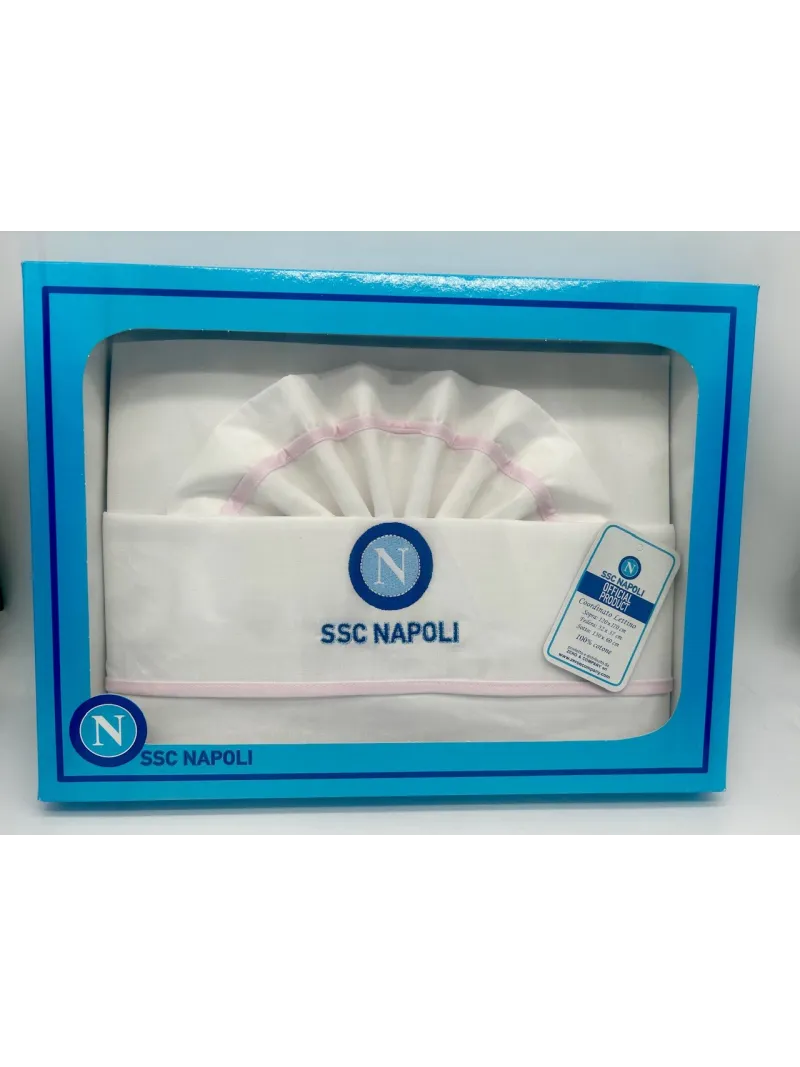 COMPLETO LENZUOLA LETTINO NEONATA COTONE 100% ZERO&CO SSC NAPOLI LLN3