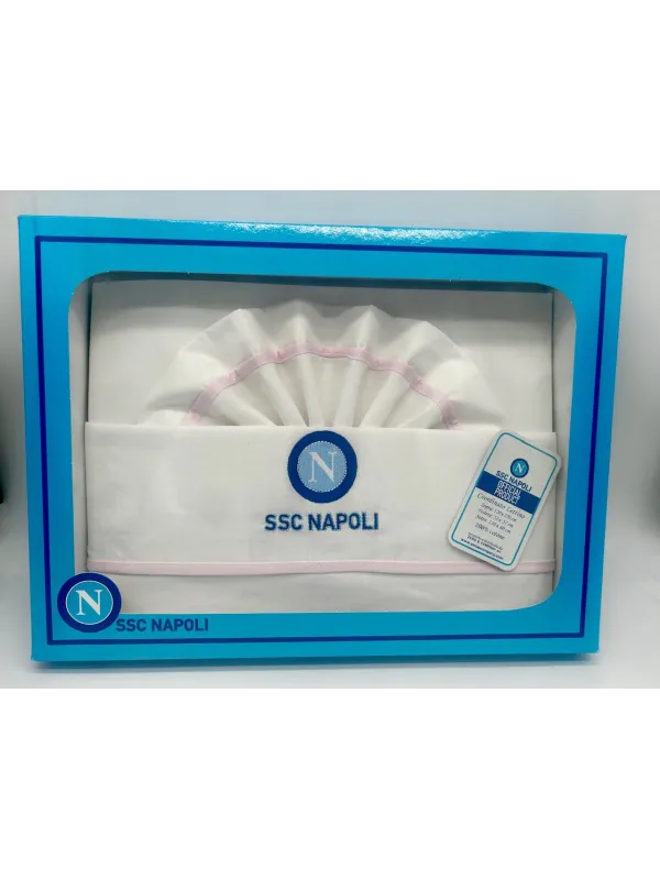 COMPLETO LENZUOLA LETTINO NEONATA COTONE 100% ZERO&CO SSC NAPOLI LLN3