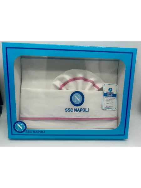 COMPLETO LENZUOLA CARROZZINA NEONATA COTONE 100% ZERO&CO SSC NAPOLI LCN3