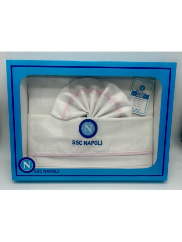 COMPLETO LENZUOLA CARROZZINA NEONATA COTONE 100% ZERO&CO SSC NAPOLI LCN3
