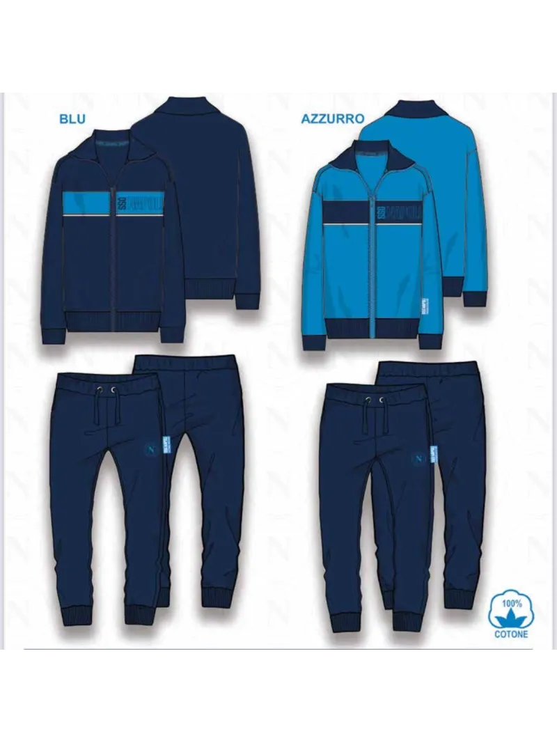 Acquista ora TUTA RAGAZZO SOTTUOMO COTONE FRENCH TERRY FULL ZIP COLLECTION 2025 HERMET SSC NAPOLI PIGNF202105 su nonsolointimo19