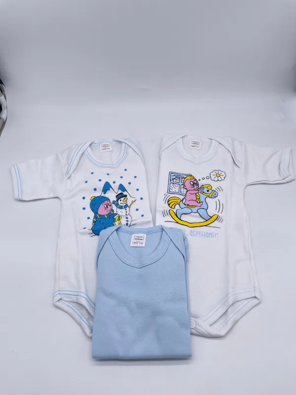 Vendita BODY NEONATO MEZZA MANICA COTONE 3 PEZZI PASTELLO