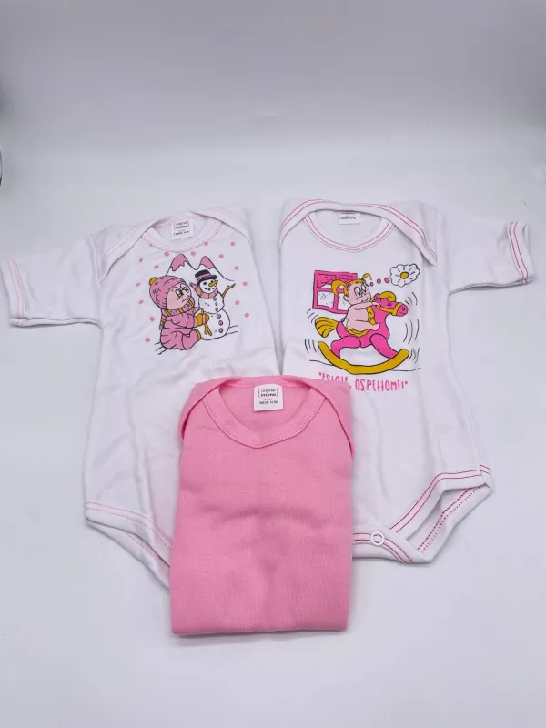 Vendita BODY NEONATO MEZZA MANICA COTONE 3 PEZZI PASTELLO