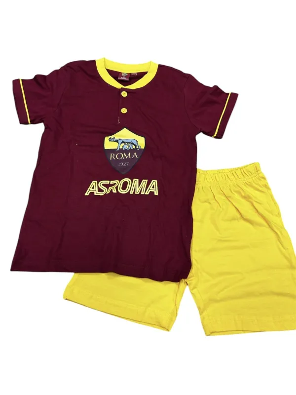 PIGIAMA BAMBINO COTONE 100% MEZZA MANICA PANTALONCINO LIABEL AS ROMA ROMAKPC23