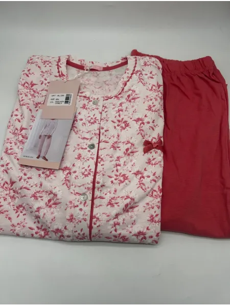 PIGIAMA DONNA LUNGO COTONE 100% APERTO AVANTI IRGE 2283