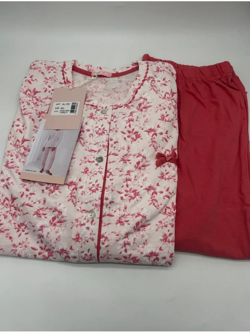 PIGIAMA DONNA LUNGO COTONE 100% APERTO AVANTI IRGE 2283