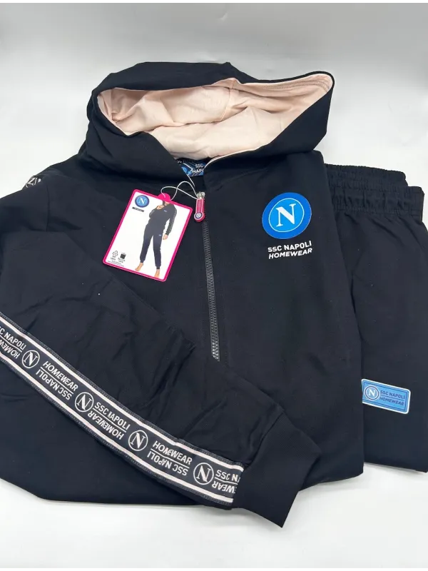 Acquista ora TUTA DONNA FRENCH TERRY COTONE 100% FULL ZIP CON CAPPUCCIO ZERO&CO. SSC NAPOLI NCF561 su nonsolointimo1994.com