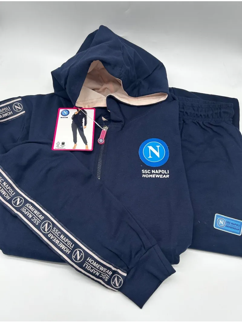 Acquista ora TUTA DONNA FRENCH TERRY COTONE 100% FULL ZIP CON CAPPUCCIO ZERO&CO. SSC NAPOLI NCF561 su nonsolointimo1994.com