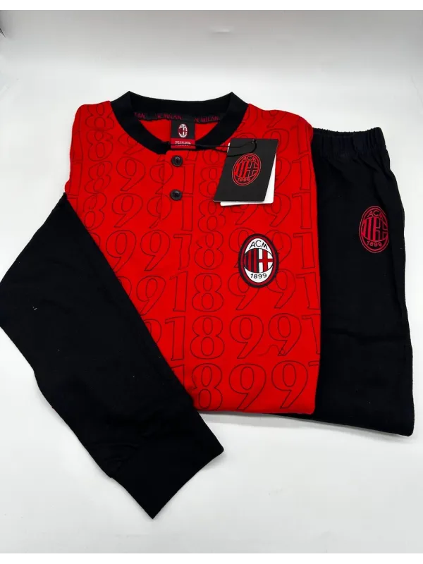Acquista ora PIGIAMA UOMO COTONE 100% MANICA LUNGA COLLECTION 2026 HERMET AC MILAN PIGMT102010 su nonsolointimo1994.com