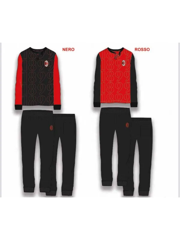 Acquista ora PIGIAMA UOMO COTONE 100% MANICA LUNGA COLLECTION 2026 HERMET AC MILAN PIGMT102010 su nonsolointimo1994.com
