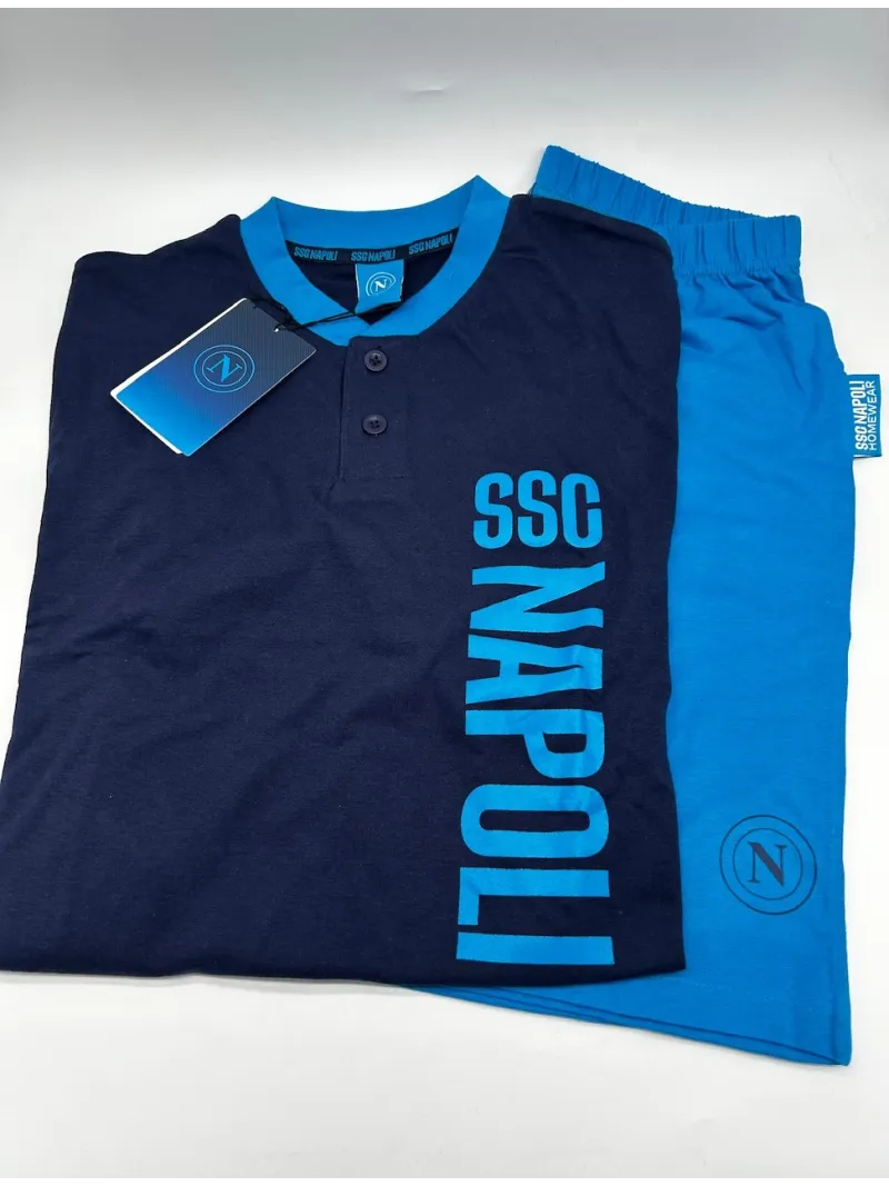 Acquista ora PIGIAMA COMPLETO UOMO COTONE 100% MEZZA MANICA PANTALONCINO COLLEZIONE 2025 HERMET SSC NAPOLI PGCNJ102115 su nonsol