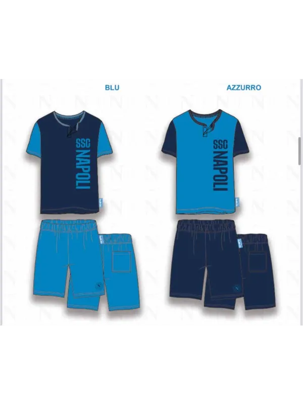 Acquista ora PIGIAMA COMPLETO UOMO COTONE 100% MEZZA MANICA PANTALONCINO COLLEZIONE 2025 HERMET SSC NAPOLI PGCNJ102115 su nonsol