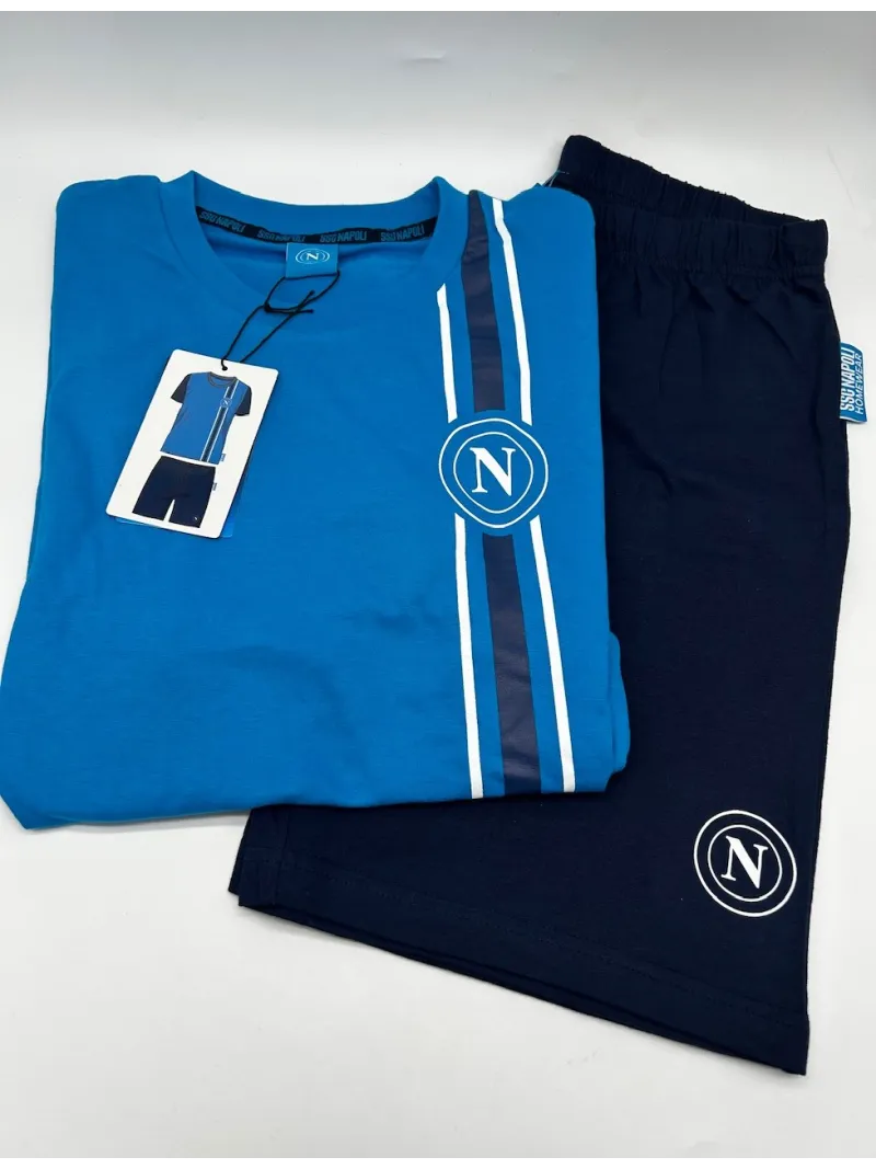 Acquista ora PIGIAMA COMPLETO UOMO COTONE 100% MEZZA MANICA PANTALONCINO COLLEZIONE 2025 HERMET SSC NAPOLI PGCNJ102130 su nonsol