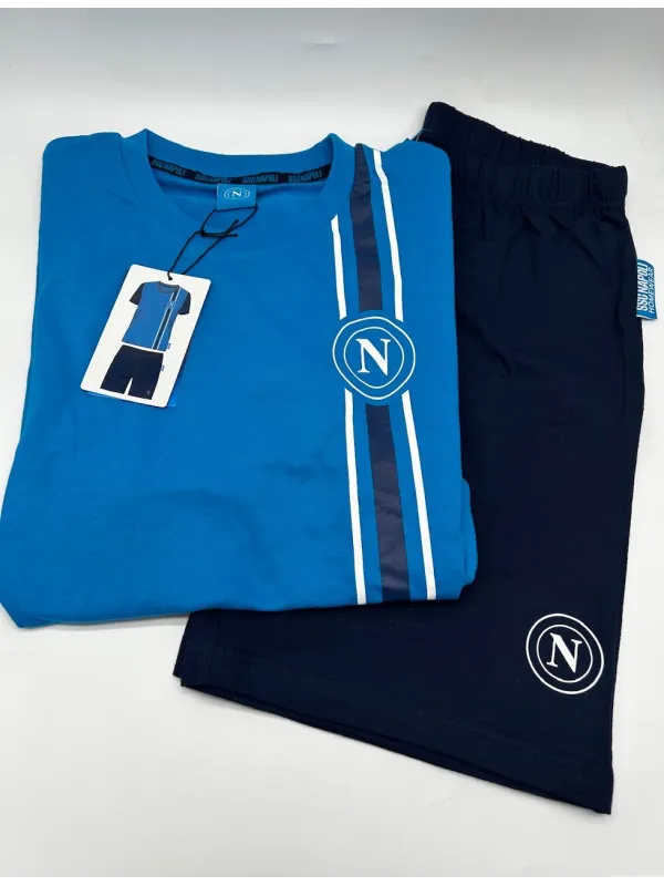 Acquista ora PIGIAMA COMPLETO UOMO COTONE 100% MEZZA MANICA PANTALONCINO COLLEZIONE 2025 HERMET SSC NAPOLI PGCNJ102130 su nonsol