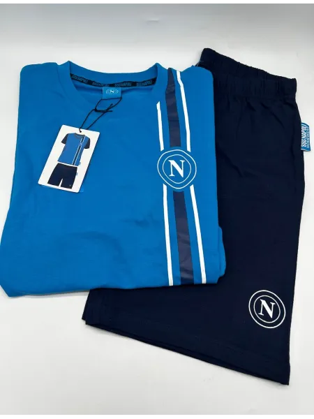 Acquista ora PIGIAMA COMPLETO RAGAZZO SOTTUOMO COTONE 100% MEZZA MANICA PANTALONCINO COLLEZIONE 2025 HERMET SSC NAPOLI PGCNJ2021 2