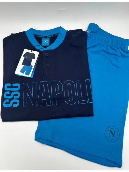 Acquista ora PIGIAMA COMPLETO UOMO COTONE 100% MEZZA MANICA PANTALONCINO COLLEZIONE 2025 HERMET SSC NAPOLI PGCNJ102120 su nonsol