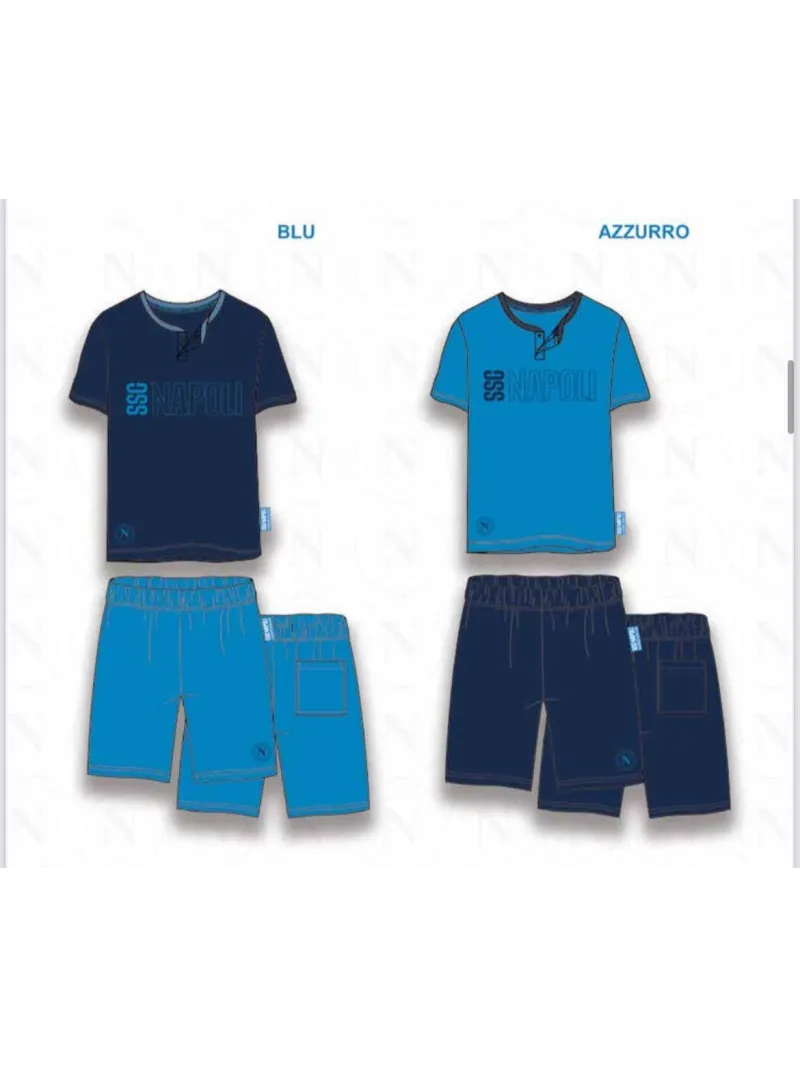 Acquista ora PIGIAMA COMPLETO RAGAZZO SOTTUOMO COTONE 100% MEZZA MANICA PANTALONCINO COLLEZIONE 2025 HERMET SSC NAPOLI PGCNJ2021