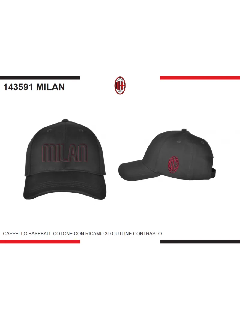 Acquista ora CAPPELLO COTONE BASEBALL ADULTO RICAMATO A CONTRASTO ENZO CASTELLANO AC MILAN 143591 su nonsolointimo1994.com