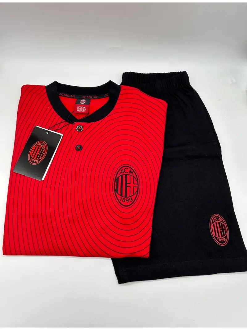 Acquista ora PIGIAMA RAGAZZO SOTTUOMO COTONE 100% MEZZA MANICA PANTALONCINO COLLEZIONE 2025 HERMET AC MILAN PGCMJ202030 su nonso