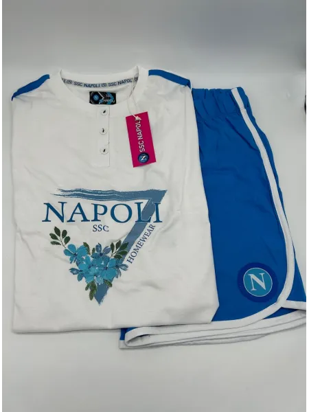 Acquista ora copia di PIGIAMA DONNA COTONE 100% MEZZA MANICA PANTALONCINO ZERO&CO. SSC NAPOLI CN1010 su nonsolointimo1994.com