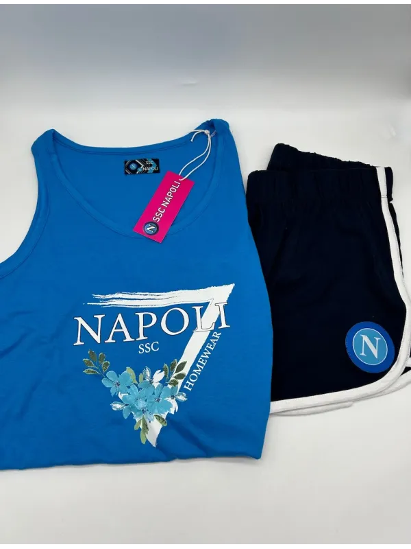 Acquista ora copia di PIGIAMA DONNA COTONE 100% CANOTTA PANTALONCINO ZERO&CO. SSC NAPOLI CN1017 su nonsolointimo1994.com