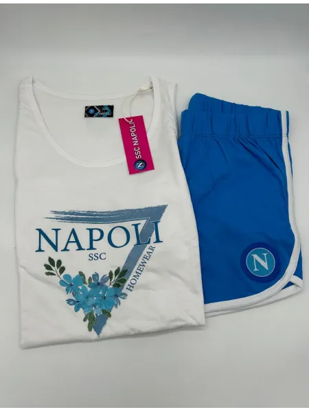Acquista ora copia di PIGIAMA DONNA COTONE 100% CANOTTA PANTALONCINO ZERO&CO. SSC NAPOLI CN1017 su nonsolointimo1994.com 2