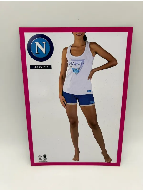 Acquista ora copia di PIGIAMA DONNA COTONE 100% CANOTTA PANTALONCINO ZERO&CO. SSC NAPOLI CN1017 su nonsolointimo1994.com