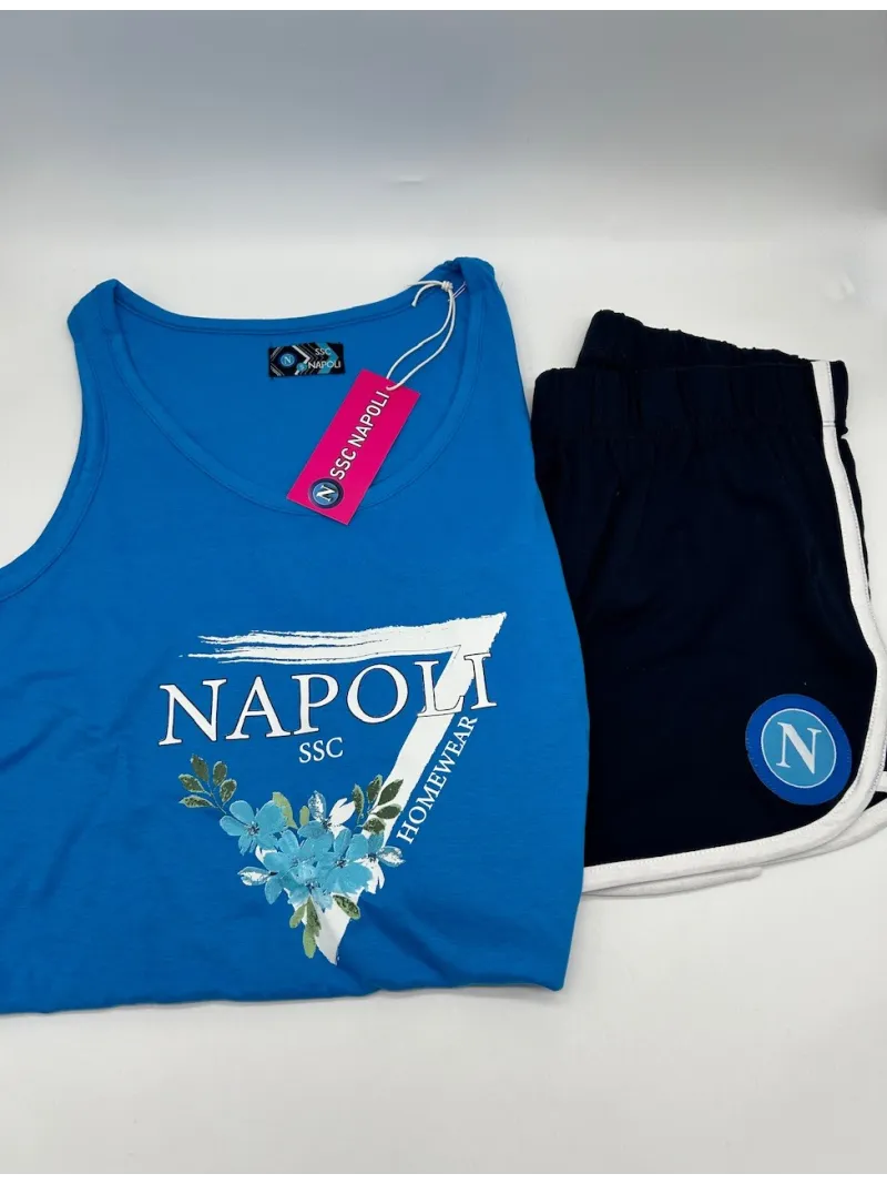Acquista ora copia di PIGIAMA DONNA COTONE 100% CANOTTA PANTALONCINO ZERO&CO. SSC NAPOLI CN1017 su nonsolointimo1994.com
