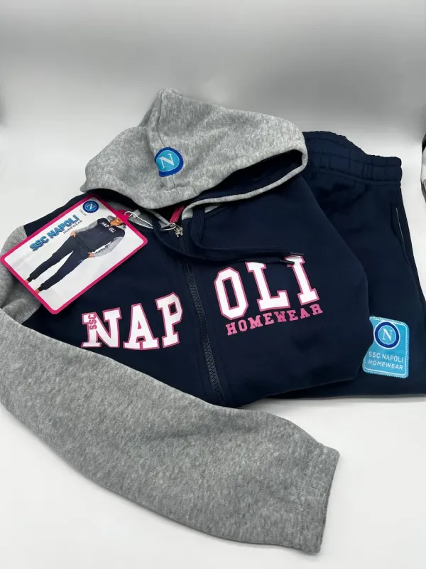 Acquista ora copia di TUTA RAGAZZA SOTTODONNA FELPA FULL ZIP CON CAPPUCCIO ZERO&CO. SSC NAPOLI CN512FJ su nonsolointimo1994.com