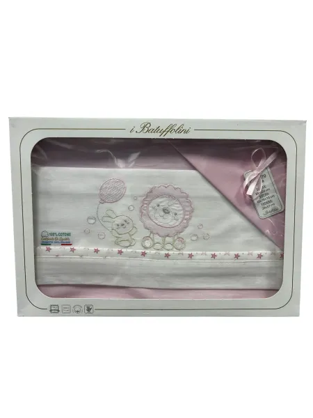 Vendita COMPLETO LENZUOLA LETTINO COTONE NEONATA FEMMINA BATUFFOLINI