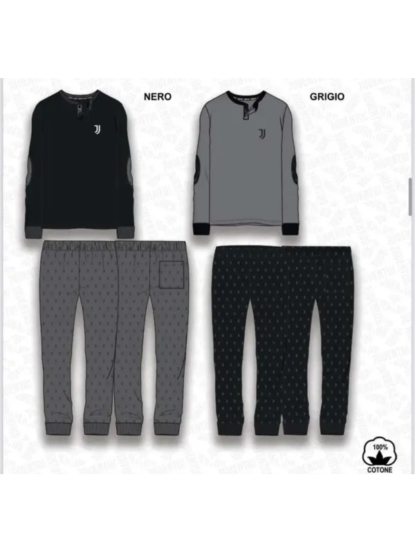Acquista ora copia di PIGIAMA UOMO CALDO COTONE MANICA LUNGA COLLEZIONE 2024-2025 HERMET FC JUVENTUS PIGJT101035 su nonsolointim