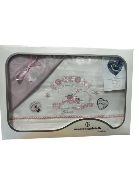 Vendita COMPLETO LENZUOLA CARROZZINO COTONE NEONATA FEMMINA BATUFFOLINI