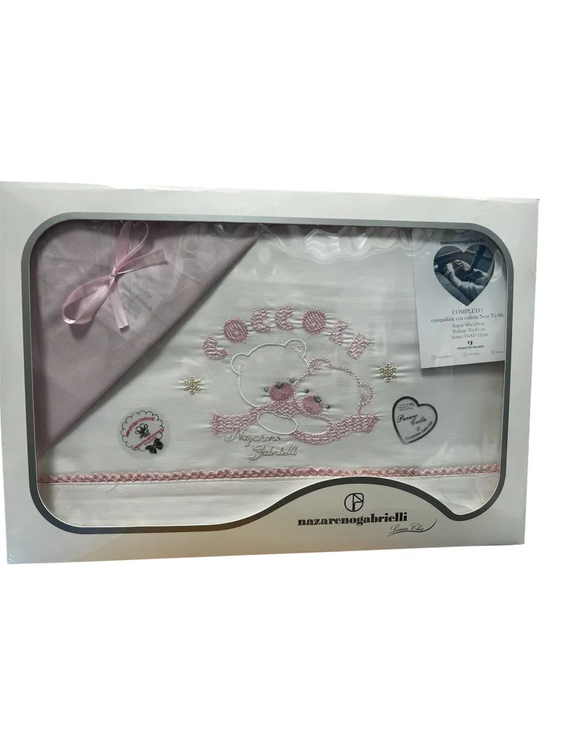Vendita COMPLETO LENZUOLA CARROZZINO COTONE NEONATA FEMMINA BATUFFOLINI