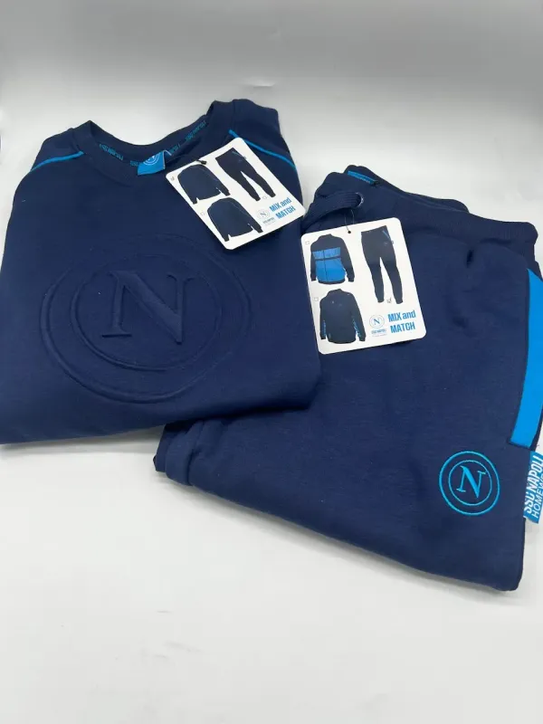 Acquista ora TUTA UOMO DA PASSEGGIO COTONE 100% FRENCH TERRY FULL ZIP COLLECTION 2025 HERMET SSC NAPOLI FLPNF102060 PTLNF102060