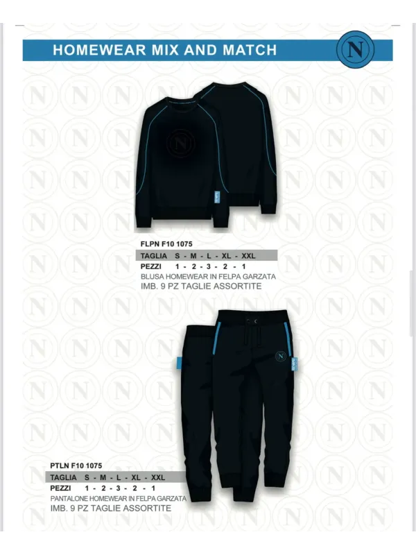 Acquista ora TUTA UOMO DA PASSEGGIO COTONE 100% FRENCH TERRY FULL ZIP COLLECTION 2025 HERMET SSC NAPOLI FLPNF102060 PTLNF102060