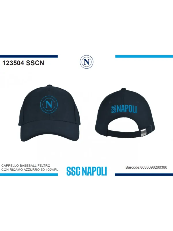 Acquista ora copia di CAPPELLO COTONE BASEBALL ADULTO RICAMATO A CONTRASTO ENZO CASTELLANO SSC NAPOLI 123198 su nonsolointimo199