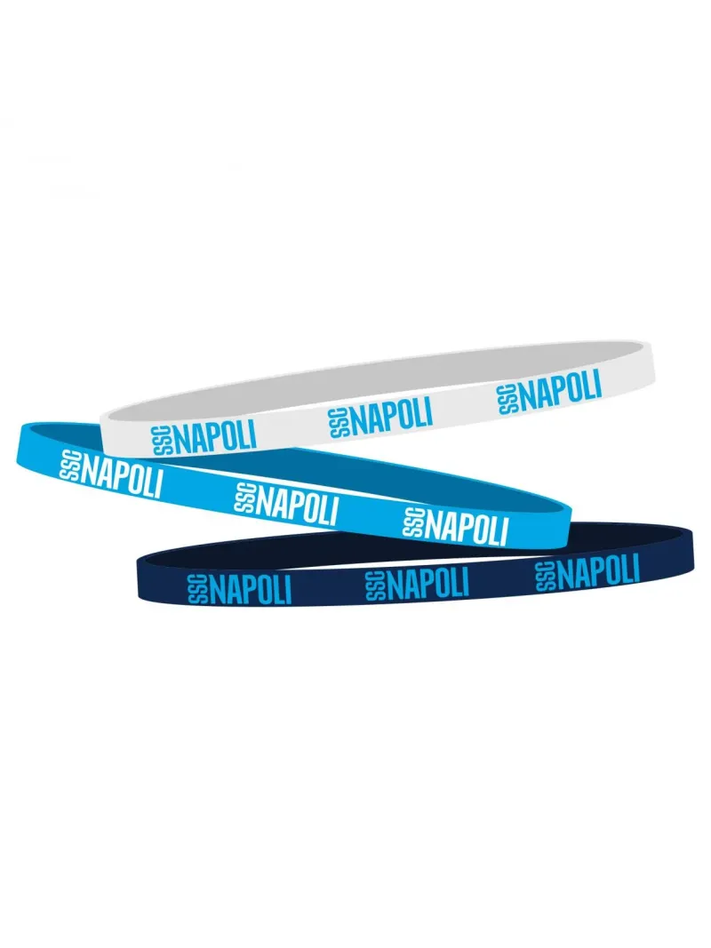 Acquista ora SET 3 BRACCIALETTI PICCOLI IN SILICONE VARI COLORI CON SCRITTA SSC NAPOLI GIEMME NA1255 su nonsolointimo1994.com