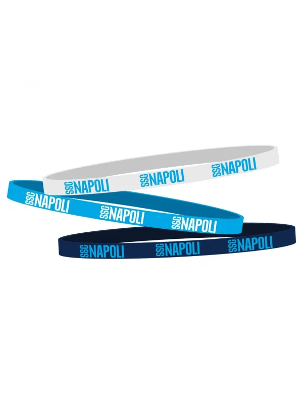 Acquista ora SET 3 BRACCIALETTI PICCOLI IN SILICONE VARI COLORI CON SCRITTA SSC NAPOLI GIEMME NA1255 su nonsolointimo1994.com