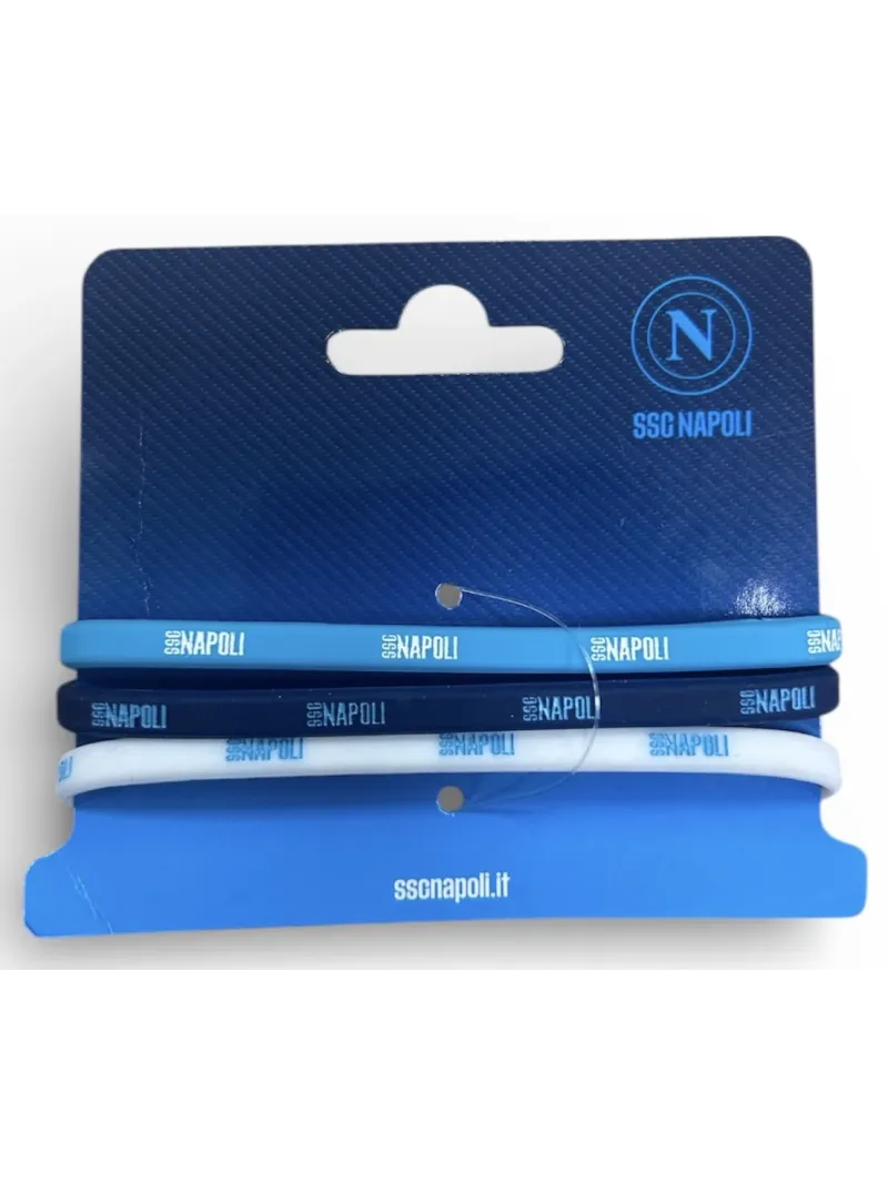 Acquista ora SET 3 BRACCIALETTI PICCOLI IN SILICONE VARI COLORI CON SCRITTA SSC NAPOLI GIEMME NA1255 su nonsolointimo1994.com